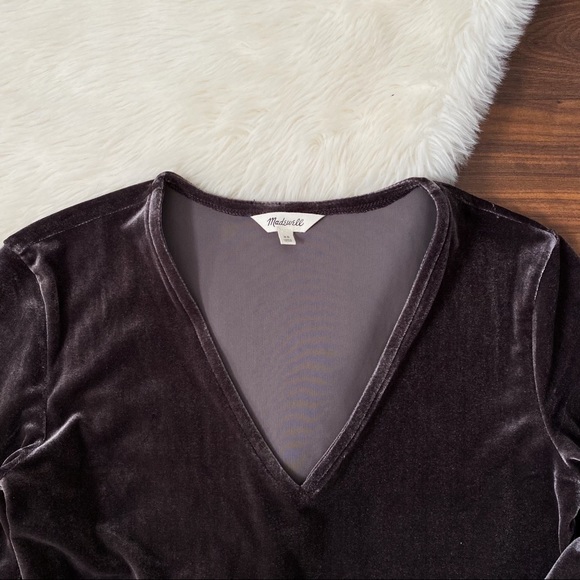 Madewell Velvet Bubble-Sleeve Top Mauve - Picture 5 of 8